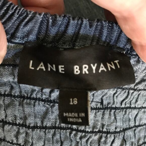 Lane Bryant Jumpsuit Size 18 Womens Cotton Denim Elastic Bodice Side Pockets - Picture 3 of 9